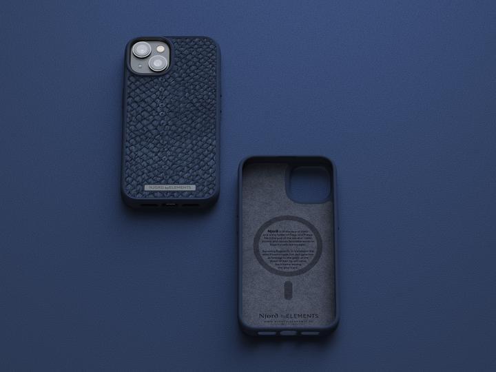 Produktbild Njord Hard-Cover Salm.Leather Magsafe Case blue (Apple iPhone 14)