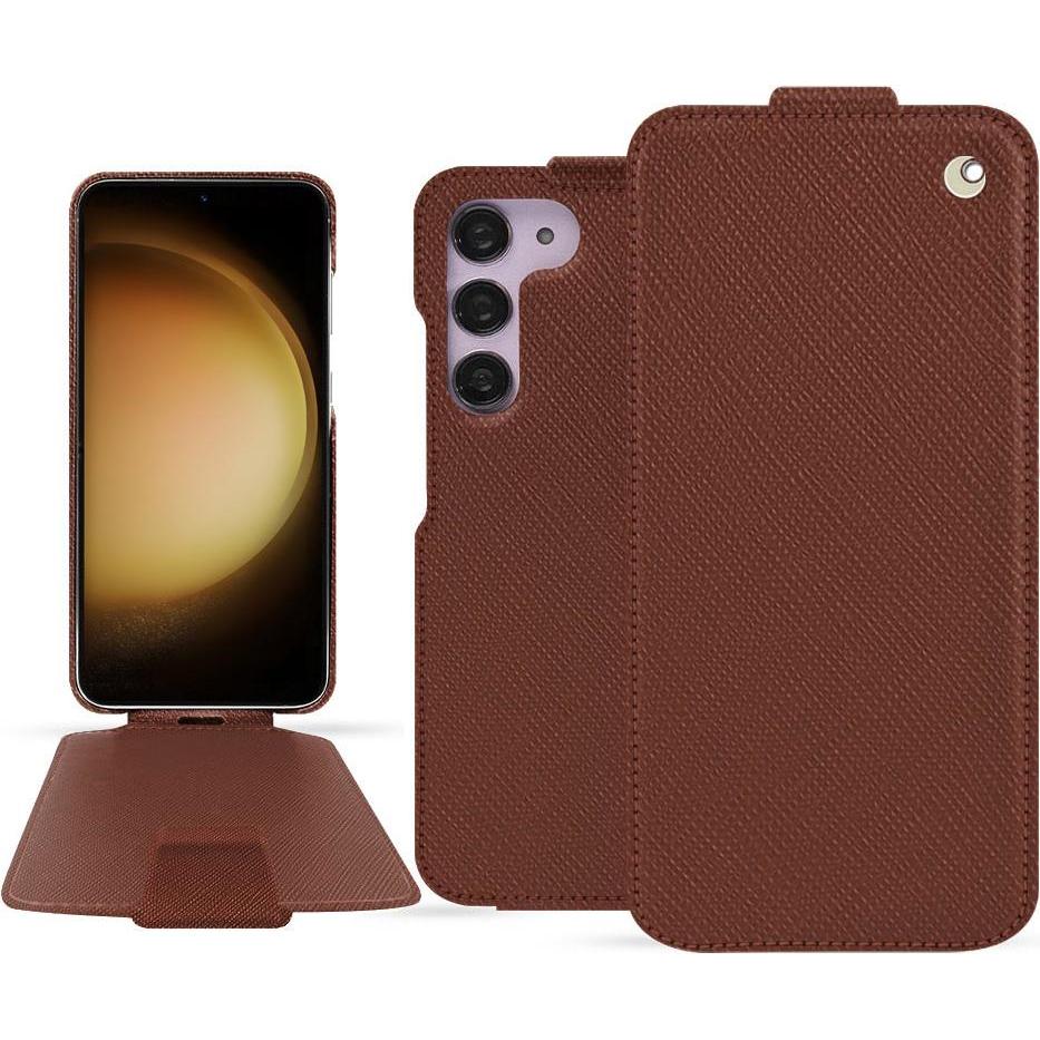 Noreve Lederschutzhülle vertikal (Samsung Galaxy S23+), Smartphone Hülle, Braun