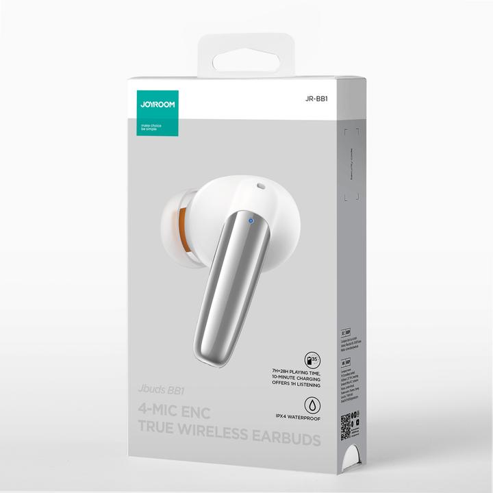 Actual product image Joyroom Jbuds Series JR-BB1 TWS wireless in-ear headphones - white (ANC, 7 h, Wireless)