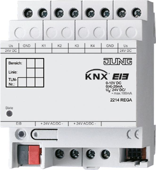 JUNG Analogeingang KNX REG 4f Spg Strom 2214REGA