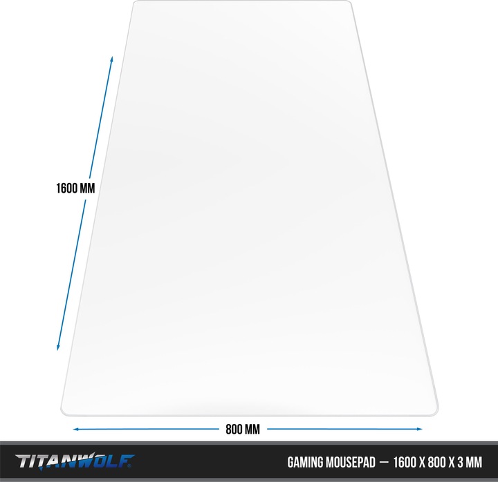 Actual product image Titanwolf Gaming mouse pad, XXXL speed gaming mouse mat, mouse pad extra large area of 1600 x 800mm, white (XXL)