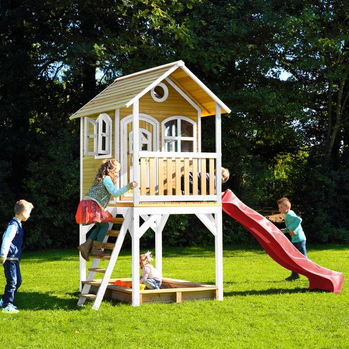 Produktbild Axi Sarah Spielhaus Braun/weiss mit Rote Rutsche