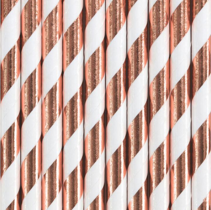 Actual product image Partydeco Striped Straws Rose Gold (10 x)