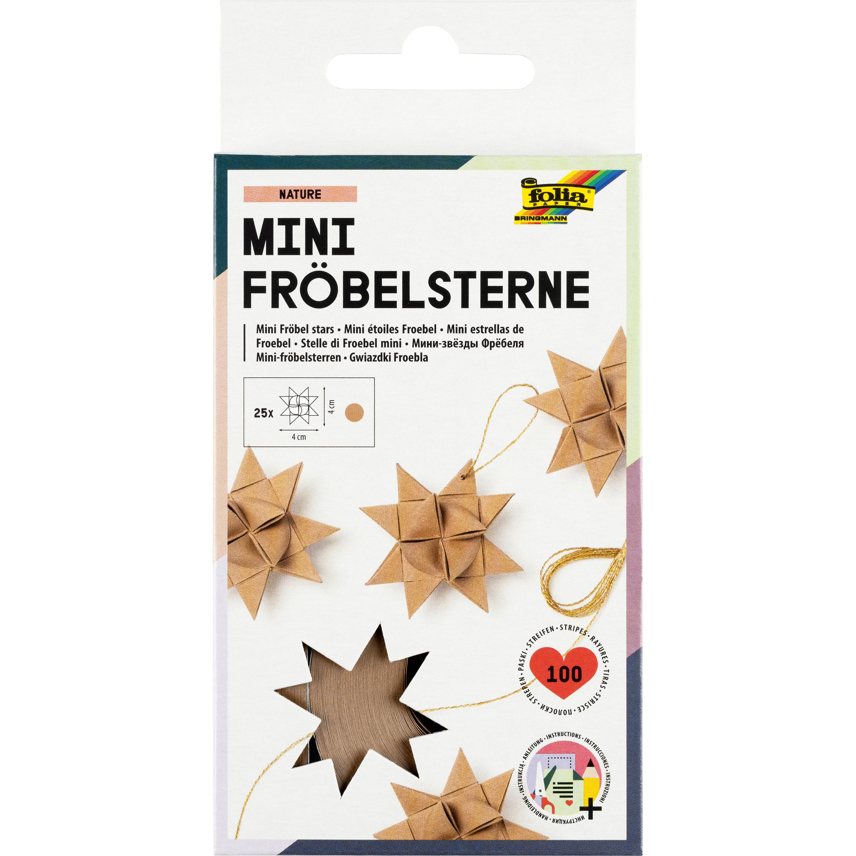 Folia, Bastelpapier, Faltpapierstreifen NATURE fr Mini Fr”belsterne (100 x)