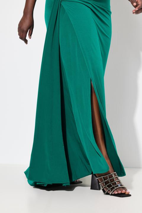 Produktbild Ulla Popken Maxikleid, Drapierung, V-Ausschnitt, Glockenärmel (58)