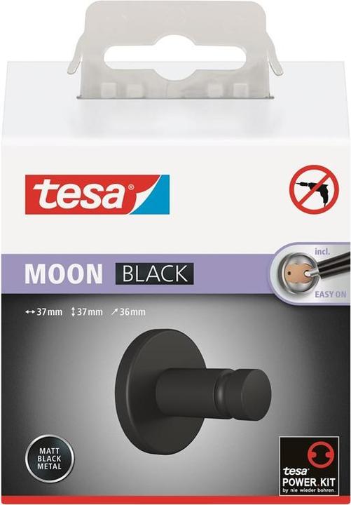Productafbeelding tesa MOON ZWART handdoekhaakje incl. lijmoplossing zonder boren