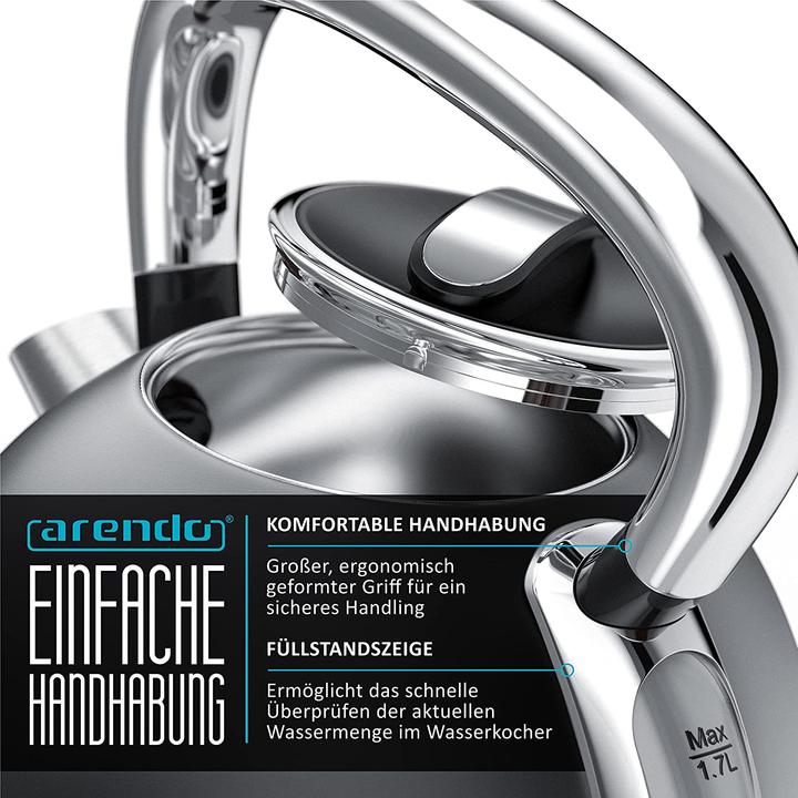 Produktbild Arendo Wasserkocher Retro Edelstahl Cool Grey (1.70 l)