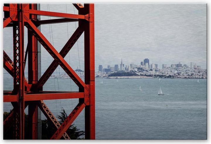 Image du produit Trenddeko Effet argenté Alu Dibond - Aux portes de San Francisco (70 x 100 cm)