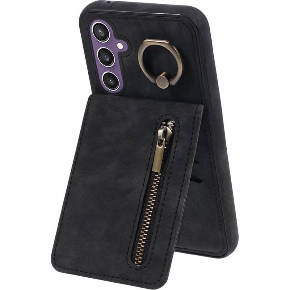 Cover-Discount Kickstand Case RFID mit Kartenfächer schwarz (Samsung Galaxy S24+), Smartphone Hülle, Schwarz