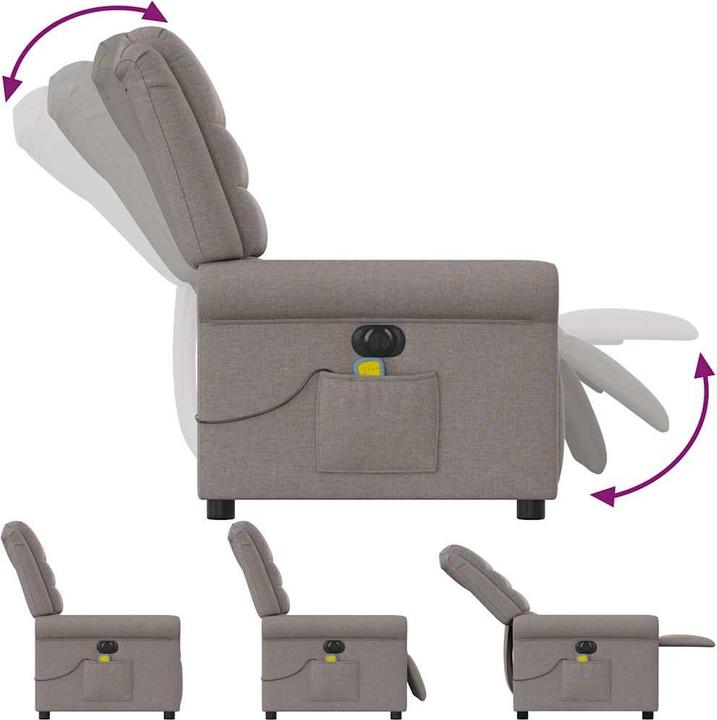 Produktbild vidaXL Massagesessel Elektrisch Taupe Stoff