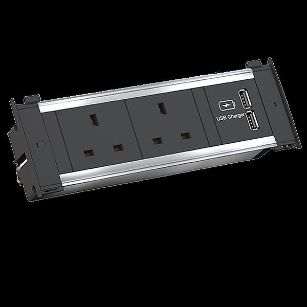 Image du produit Bachmann KAPSA S 2xUK 90° 1xUSB Charger courant 2,0m UK 13A (2 x, CEE 7/3, BS 1363, 2 m)