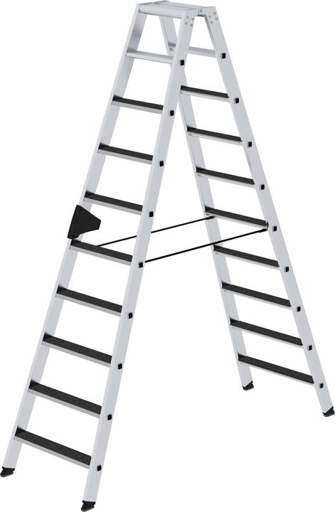 Produktbild Munk Stufen-Stehleiter beidseitig begehbar mit clip-step R13 2x10 Stufen (Stehleiter, 232 cm)