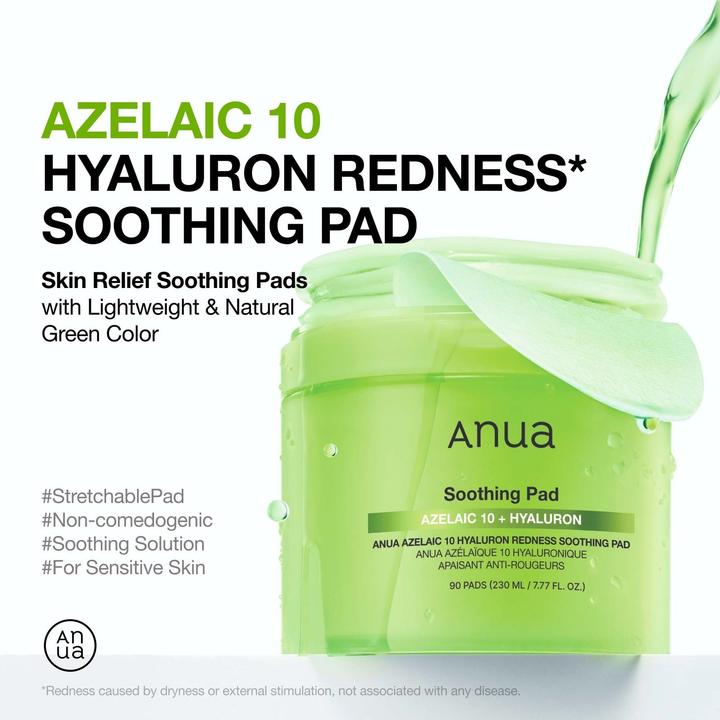 Actual product image Anua Azelaic 10 Hyaluron Redness Soothing Pad for Troubled Skin & Spot Care (230 ml)