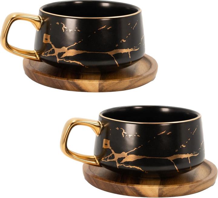 Image du produit Intirilife Tasse à thé avec soucoupe en bois (200 ml, 2 x)
