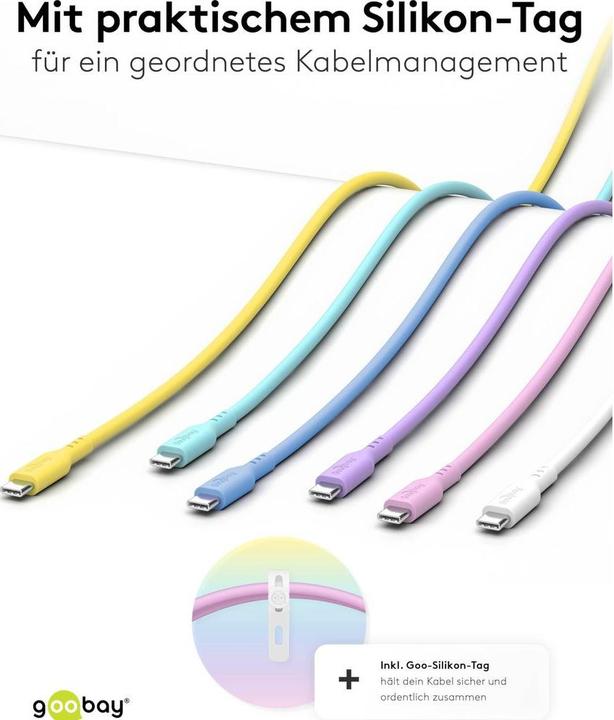 Produktbild Goobay USB-C-Silikonkabel, 1,5 m, gelb (1.50 m, USB 2.0, 60 W)