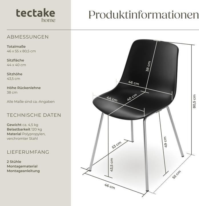 Produktbild tectake Kunststoffstühle Mave