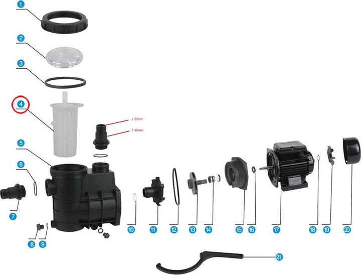 Actual product image SunSun Spare Part Swimming Pool Pump WilTec-200/300 Filter Basket