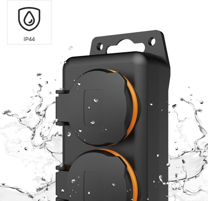 Produktbild Hama Steckdosenleiste, 2-fach, für aussen IP44, Schalter, Wandmontage, 2 m, Schw. (2x, CEE 7/3, 2 m)