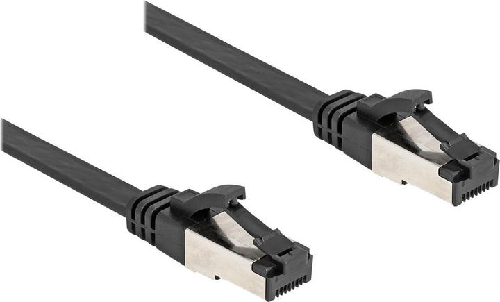 Actual product image Delock RJ45 flat ribbon patch cable male to male Cat.8.1 flexible 0.25 m black (U/FTP, CAT8.1, 0.25 m)