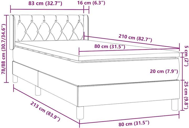 Produktbild vidaXL Boxspringbett (80 x 210 cm)