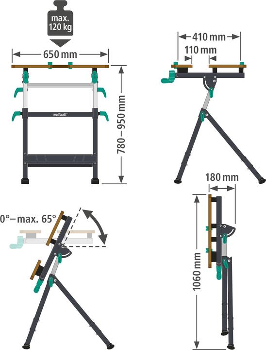 Actual product image wolfcraft 1 MASTER 650 ERGO clamping table (65 cm, 72 cm)