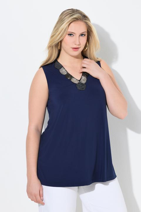 Actual product image Ulla Popken Beaded Neck Tank (46, 48)