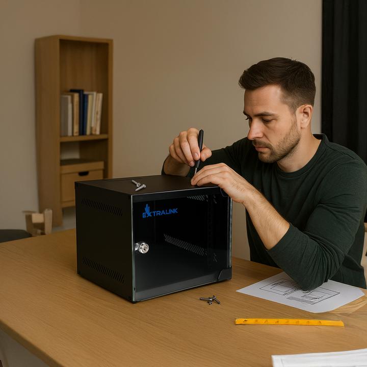 Productafbeelding Extralink LITE 6U 10" REK 280X310 WANDGEMONTEERD ZWART (6 HE, 10 inch rek)