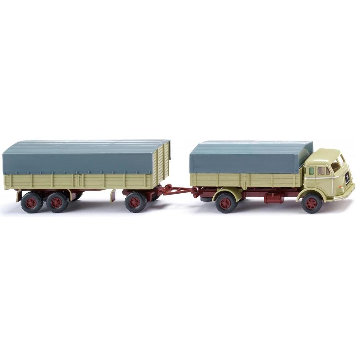 Wiking 0417 02 H0 Henschel Pritschenhängerzug Henschel grünbeige