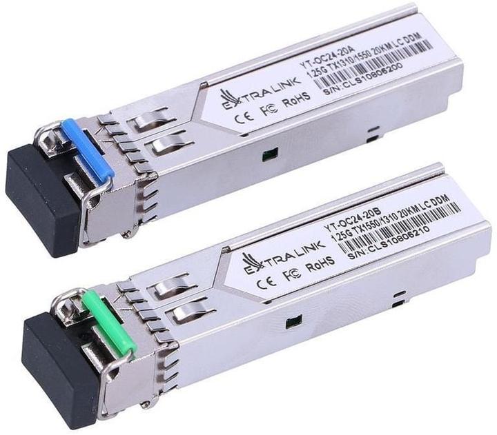 Actual product image Extralink SFP WDM 1310/1550nm | SFP Module | Single mode,, LC, DDM, Pair