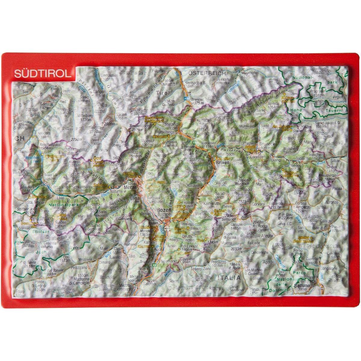 georelief, Grusskarte + Briefpapier, 3D Reliefpostkarte Südtirol
