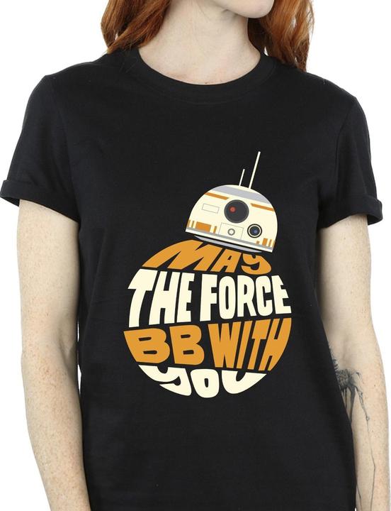 Actual product image Star Wars Womens/Ladies May The Force BB8 Cotton Boyfriend T-Shirt (XL)