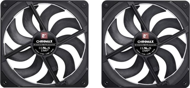 Produktbild Noctua NF-A14x25 G2 PWM Sx2-PP chromax.black Gehuselfter 140 mm (2 Stck) (140 mm, 2 x)