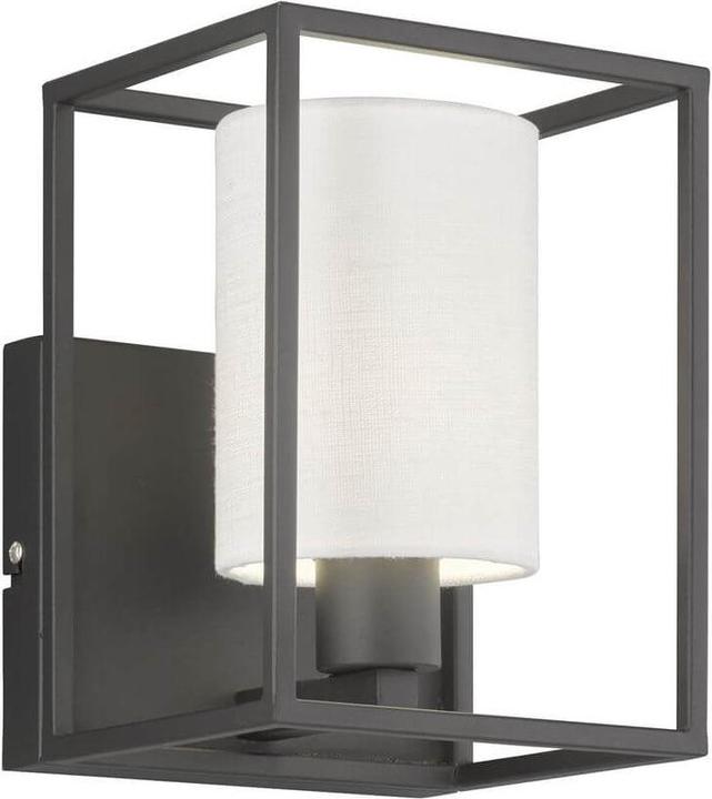 Actual product image Fischer & Honsel Honsel Gilli wall light E14 fabric shade white linen sand black 30405