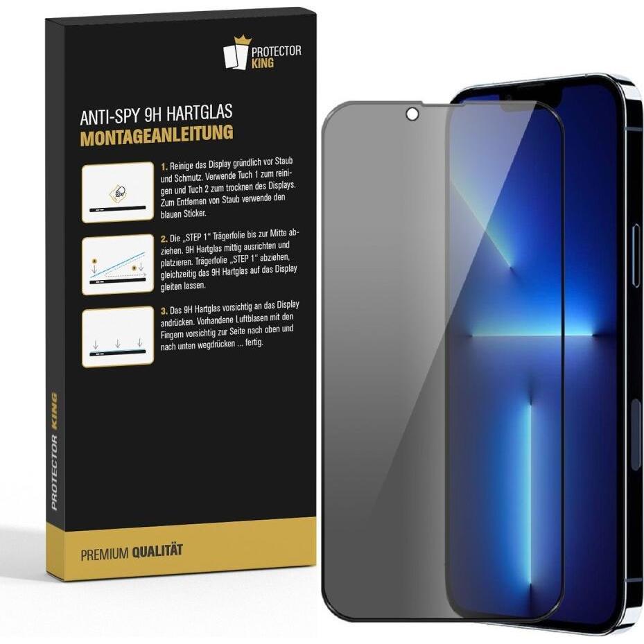 Thumbnail - Protectorking 2x Echtes Tempered 9H Panzerhartglas Blickschutz (2 Stück, Apple iPhone 13 Pro), Smartphone Schutzfolie