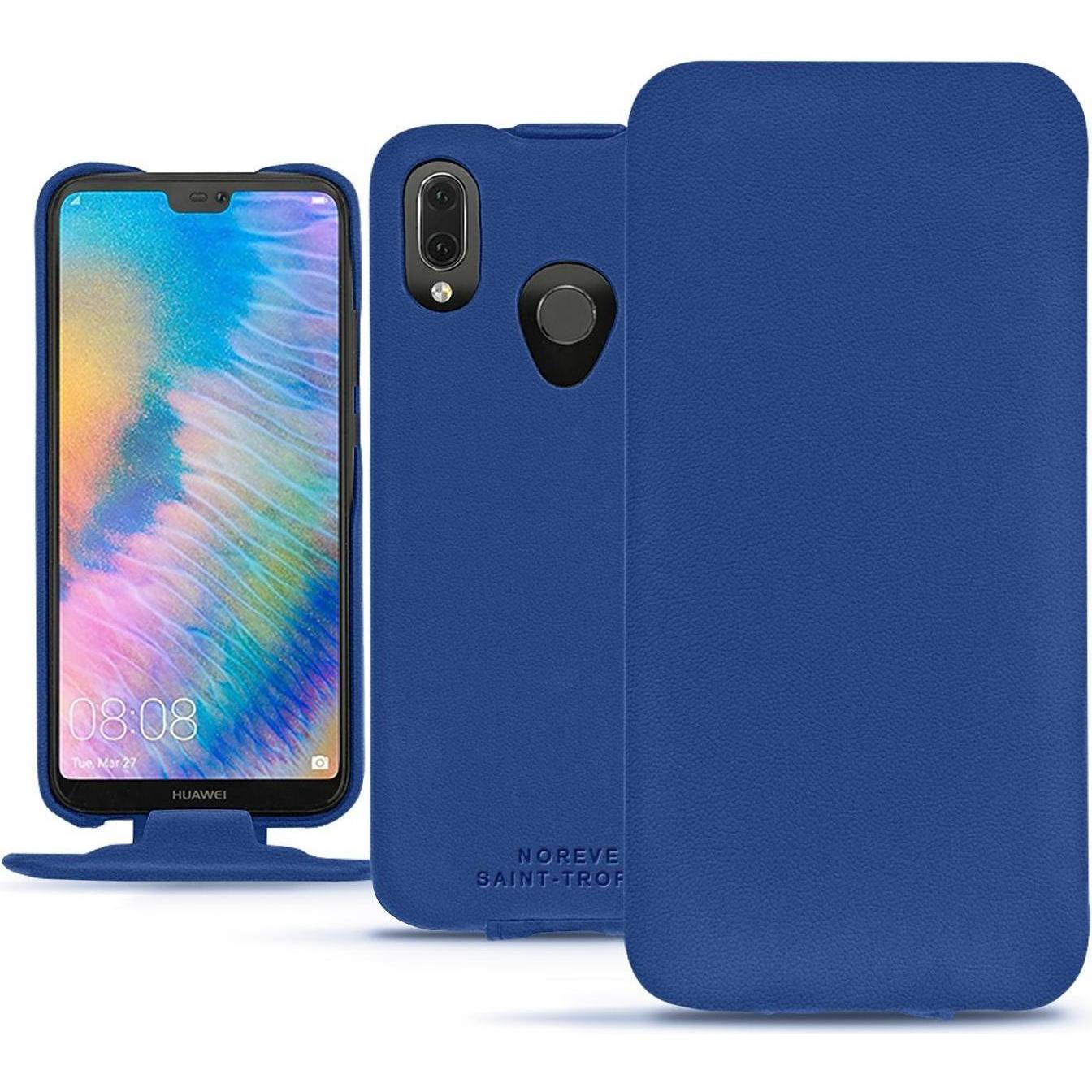 Noreve Lederschutzhülle vertikal (Huawei P20 Lite), Smartphone Hülle, Blau
