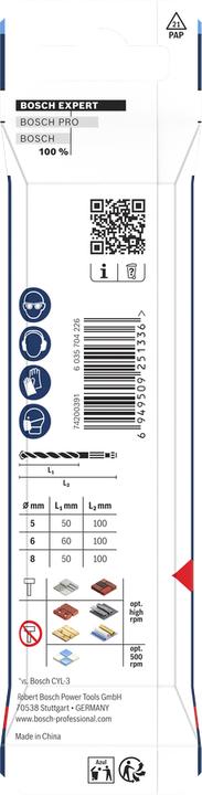 Produktbild Bosch Professional Zubehör EXPERT HEX-9 Multi Construction Bohrer-Set, 5/6/8 mm, 3-tlg. (5 Millimeter, 6 Millimeter, 8 Millimeter)