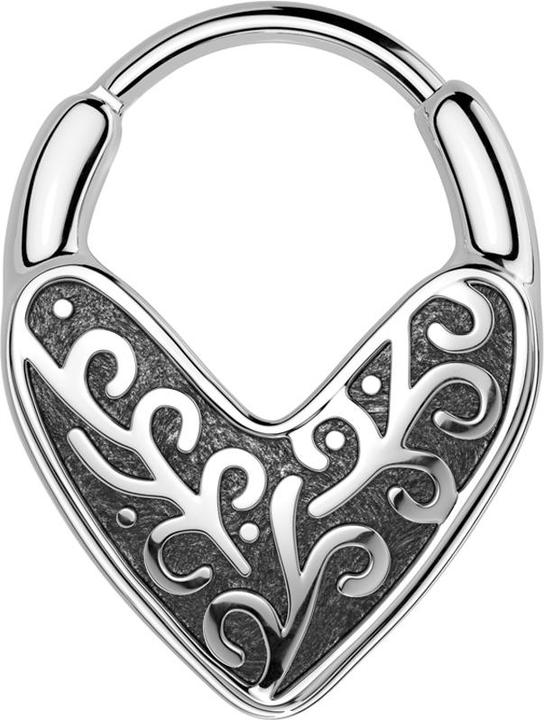 Immagine prodotto Star Piercing Micro Segmentring klappbar silber floral Herz (senza ottone, Acciaio chirurgico 316L)