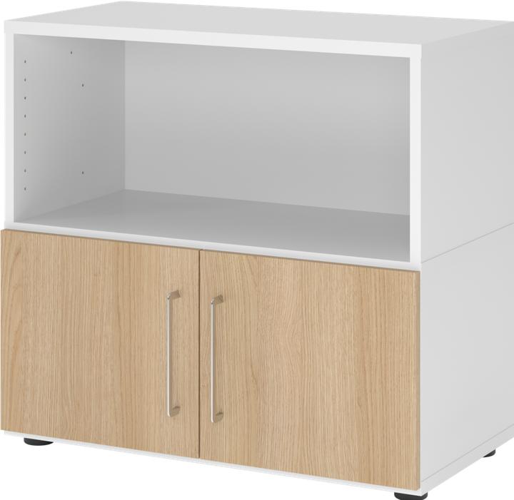 Hammerbacher Regalschrank FlexWall, VFW28T1KG/W/E/BS weiss, eiche 1 Fachboden 80,0 x 40,0 x 74,6 cm