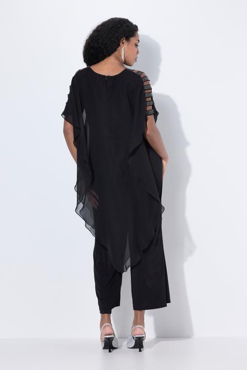 Image du produit Ulla Popken Combinaison 1 pièce en jersey, jambe large et voile en mousseline (54)