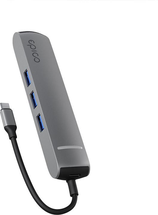 Actual product image Epico 6in1 Slim Hub 8K with USB-C connector - space grey (USB-C, 6 Ports)