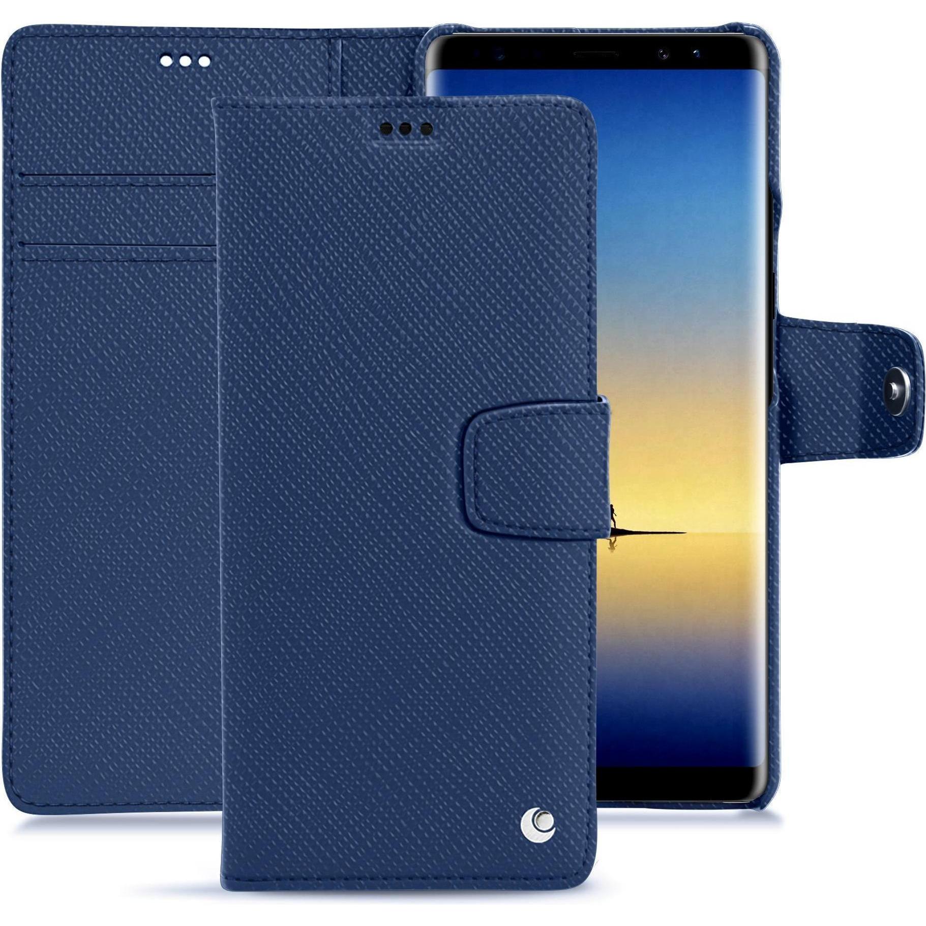 Noreve Lederschutzhülle Wallet (Samsung Galaxy Note 8, Apple iPhone 7 Plus), Smartphone Hülle, Blau