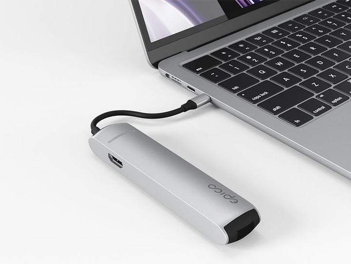 Actual product image Epico 6in1 Slim Hub 8K with USB-C connector - silver (6 Ports)