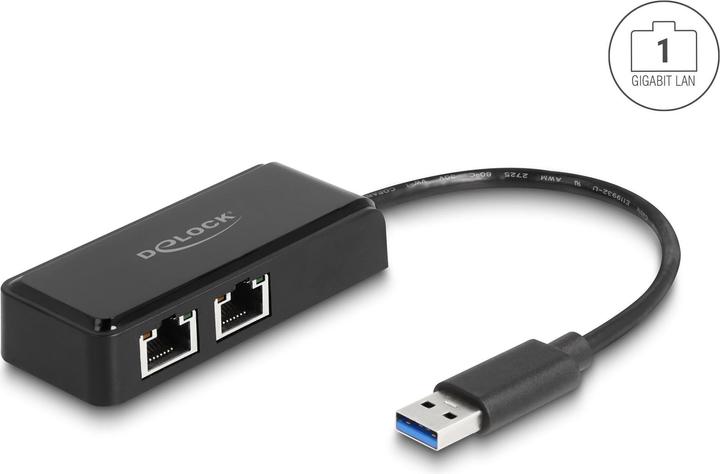 Productafbeelding Delock USB Type-A adapter naar 2 x Gigabit LAN (USB-C 3.2 Gen 1, RJ45/LAN (2x))