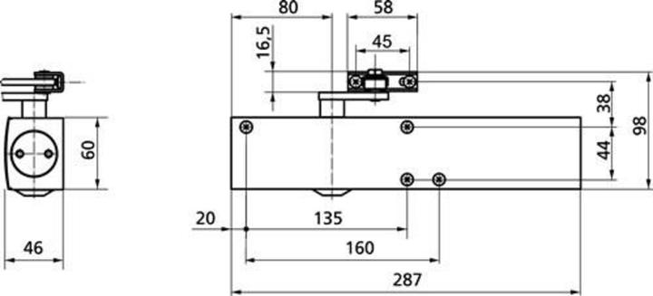 Actual product image Geze Standard linkage for door closer TS 2000 V + TS 4000 (Room door, Entrance door, Wooden door, French window, Indoor)