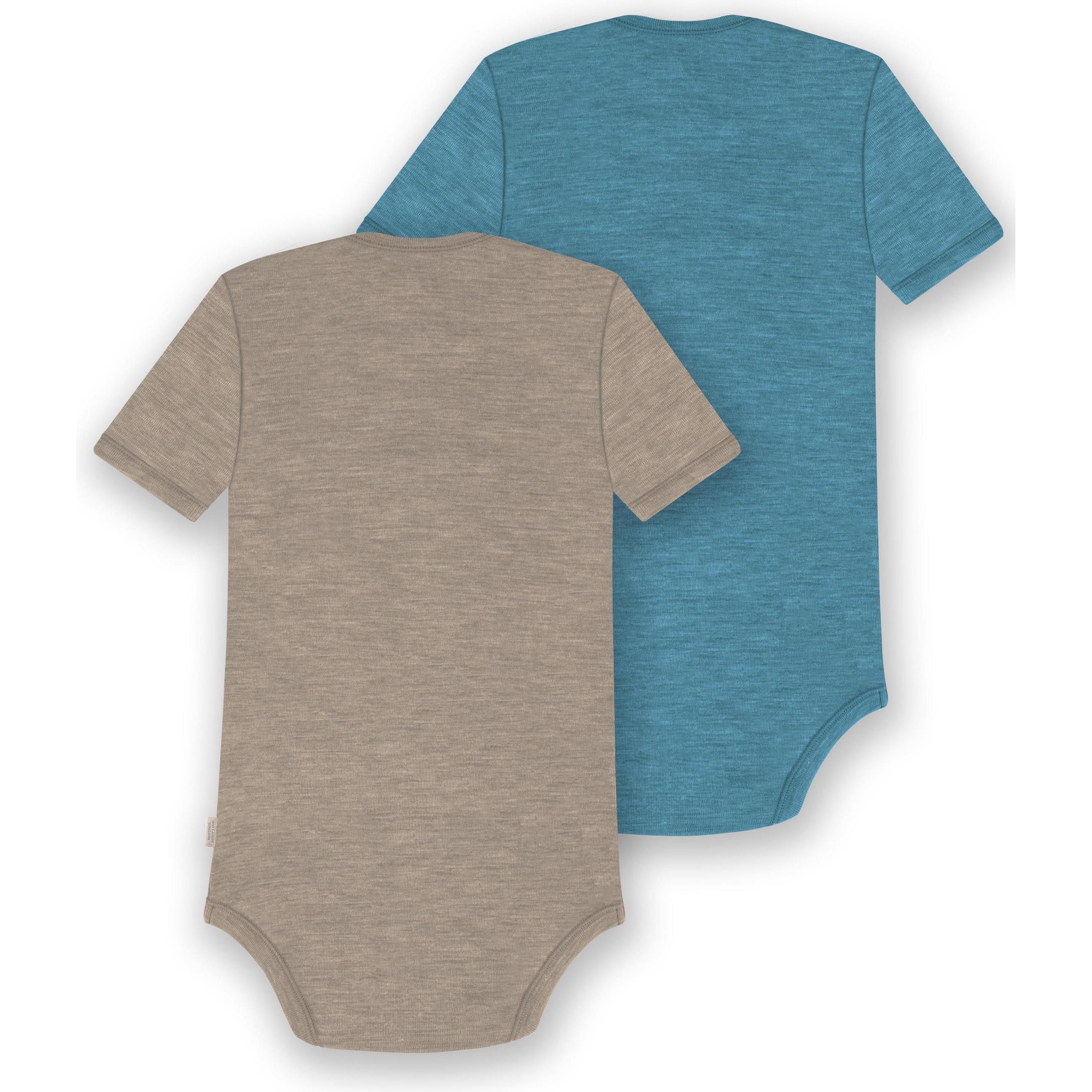 Thumbnail - Normani, Herren, Body, 2er Set Baby Merino Body Kurzarm „Tauranga" - 9297, Beige, (56)