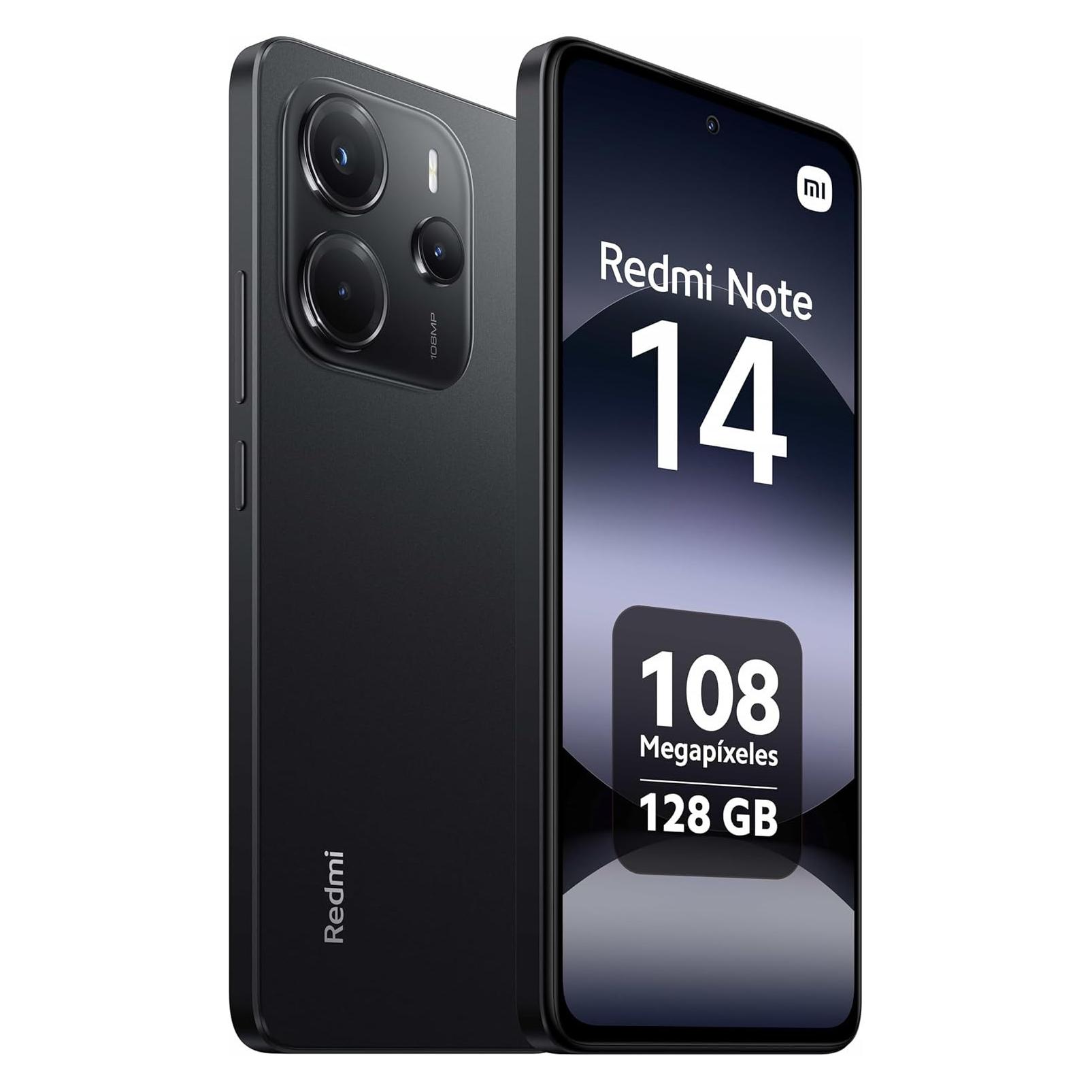 Xiaomi Redmi Note 14 (128 GB, Midnight Black, 6.67", Hybrid Dual SIM, 4G), Smartphone, Schwarz