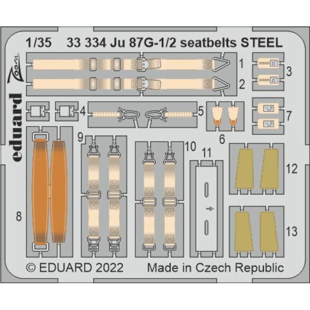 Eduard Ju 87G-1/2 seatbelts STEEL for BORDER MODEL