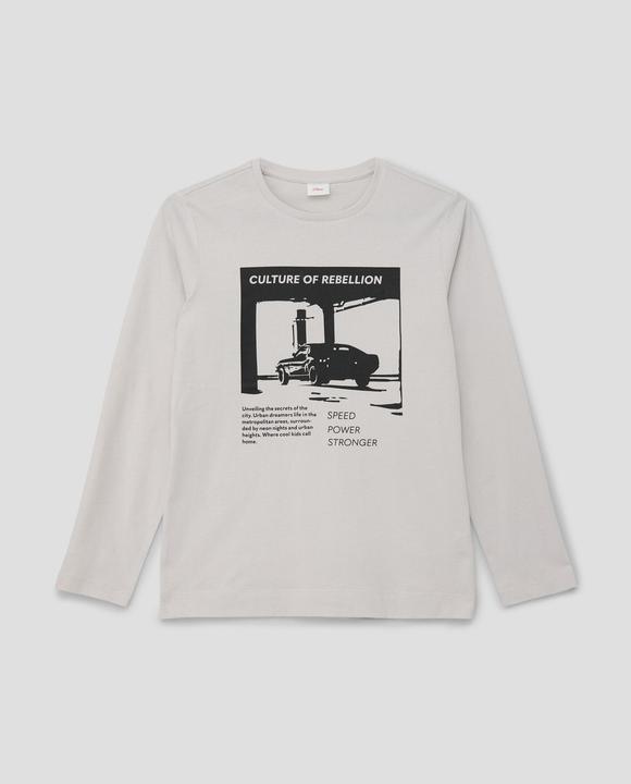 Produktbild S.Oliver T-Shirt Baumwoll-Langarmshirt mit Frontprint (L)