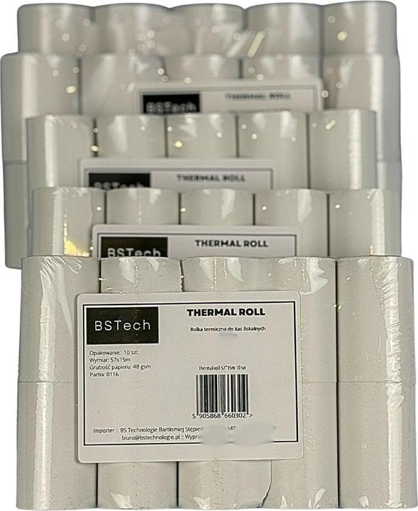 Actual product image Bestpak BSTech paper roll thermo for cash registers fiscal 57x15m 10 pieces