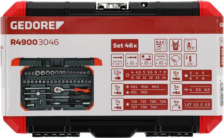 Produktbild Gedore Red red R49003046 Steckschlüssel-Satz 1/4" 4-14mm 46-teilig
